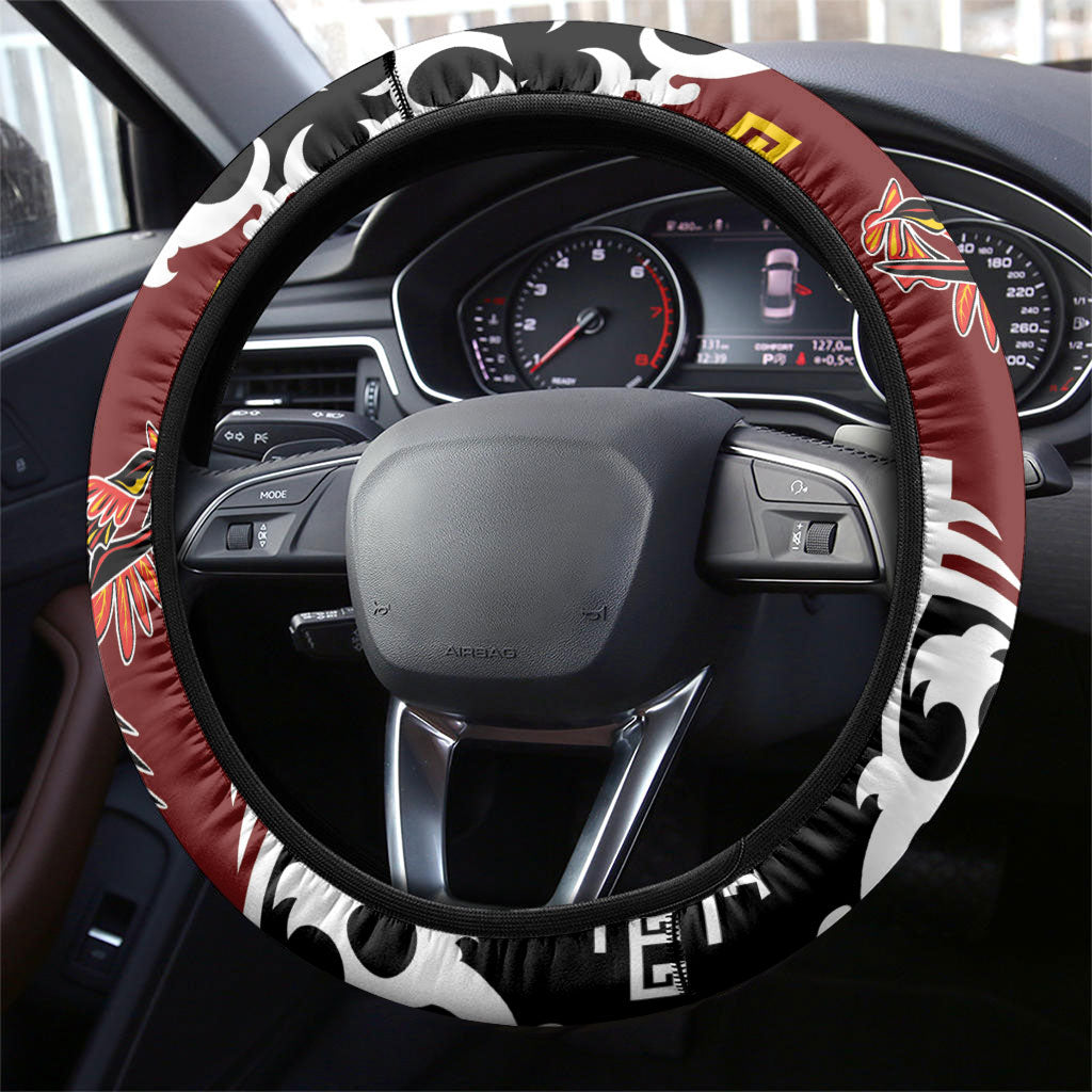 Papua New Guinea Bird Drum Steering Wheel Cover Papuan Batik Motif