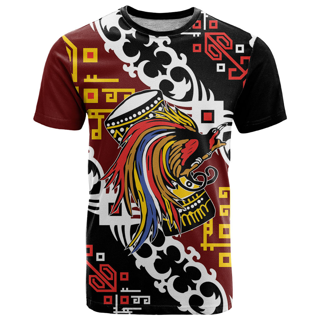 Personalised Papua New Guinea Bird Drum T Shirt Papuan Batik Motif