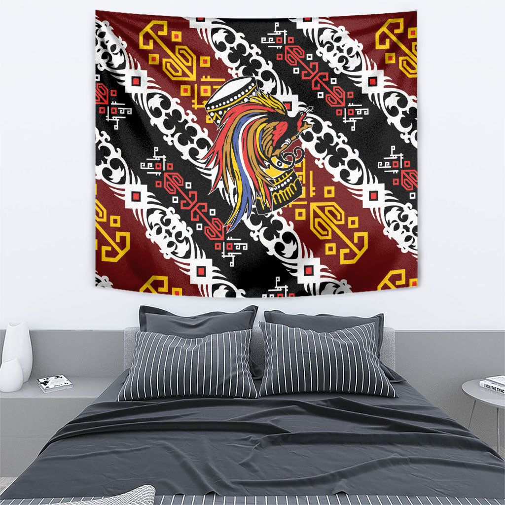 Papua New Guinea Bird Drum Tapestry Papuan Batik Motif