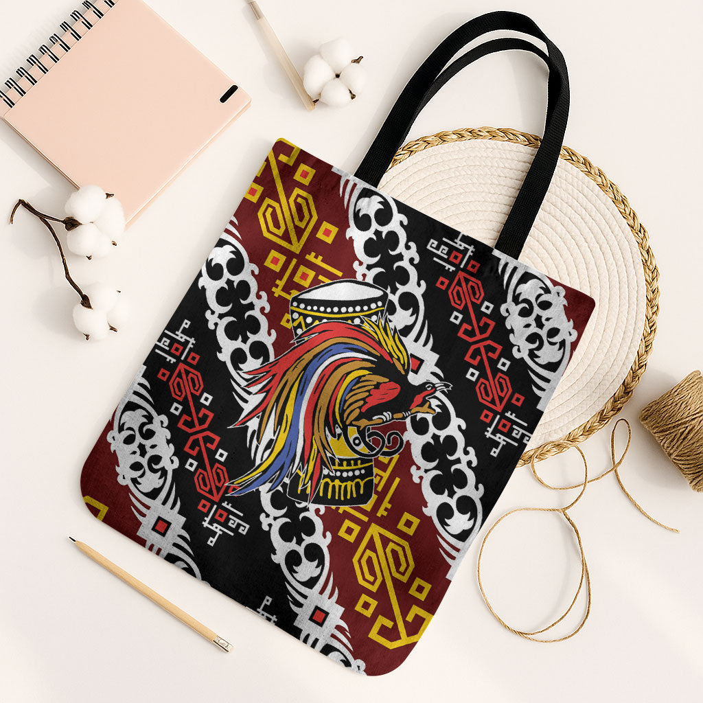 Papua New Guinea Bird Drum Tote Bag Papuan Batik Motif