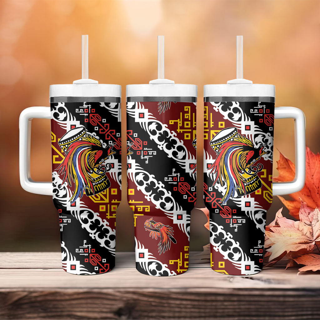Papua New Guinea Bird Drum Tumbler With Handle Papuan Batik Motif
