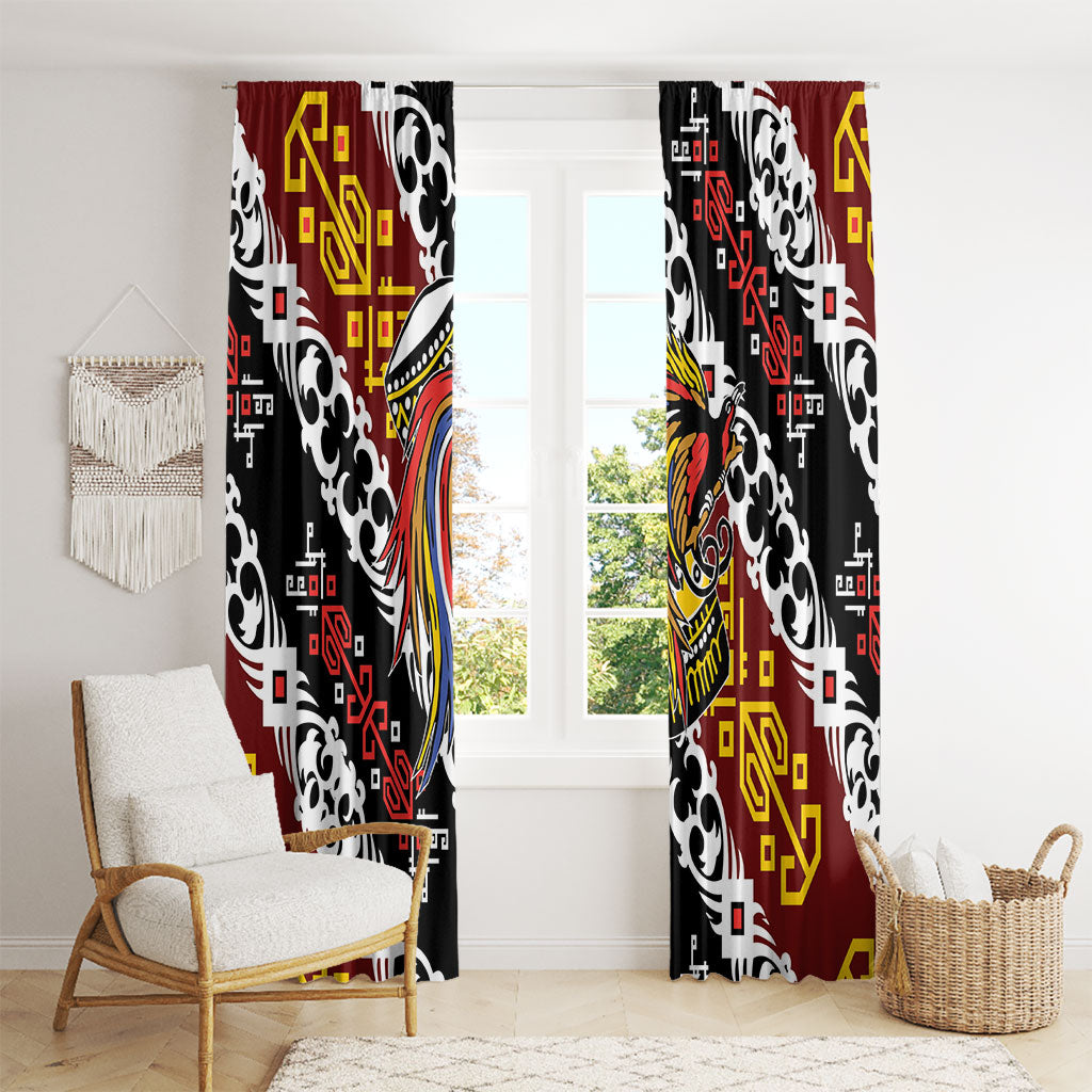 Papua New Guinea Bird Drum Window Curtain Papuan Batik Motif