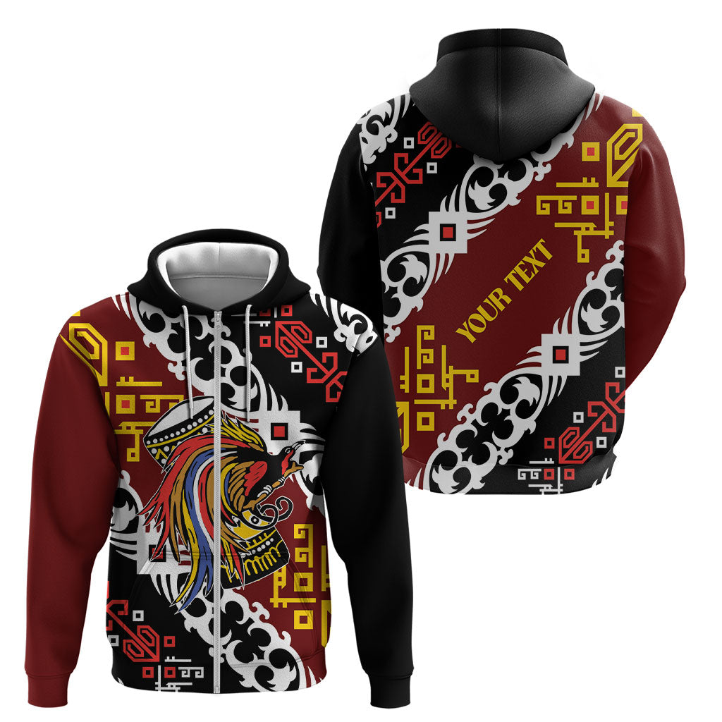 Personalised Papua New Guinea Bird Drum Zip Hoodie Papuan Batik Motif