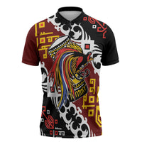 Personalised Papua New Guinea Bird Drum Zipper Polo Shirt Papuan Batik Motif