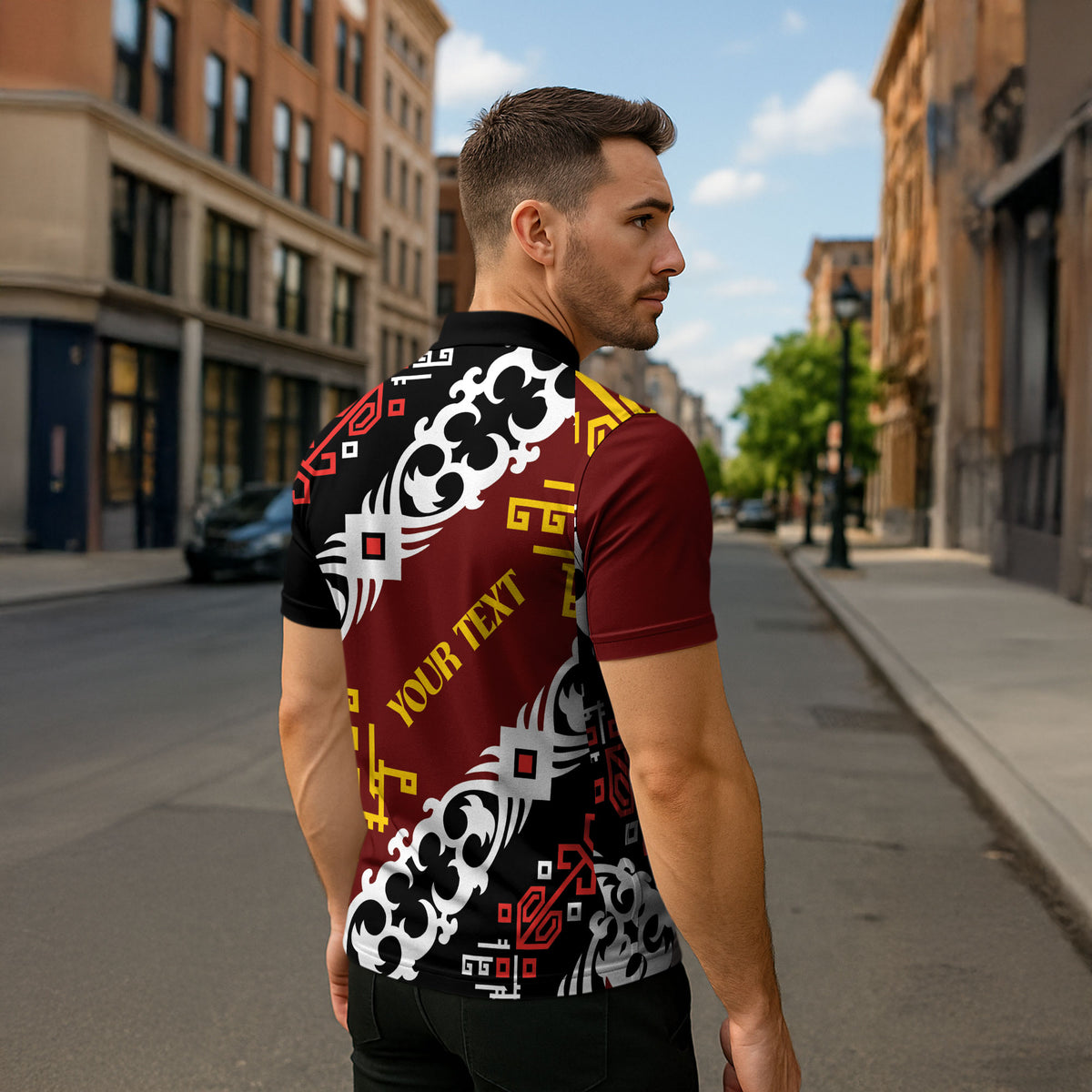 Personalised Papua New Guinea Bird Drum Zipper Polo Shirt Papuan Batik Motif