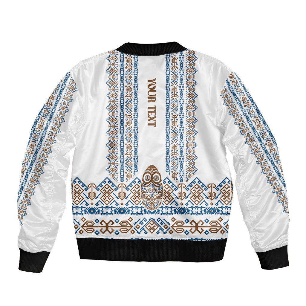 Personalised Papua New Guinea Bird Ethnic Bomber Jacket Papuan Batik Inspired Pattern