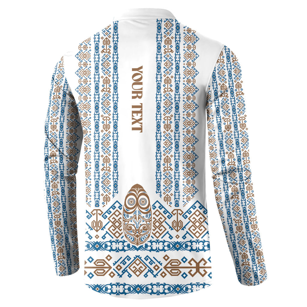 Personalised Papua New Guinea Bird Ethnic Button Sweatshirt Papuan Batik Inspired Pattern