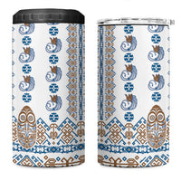 Papua New Guinea Bird Ethnic 4 in 1 Can Cooler Tumbler Papuan Batik Inspired Pattern