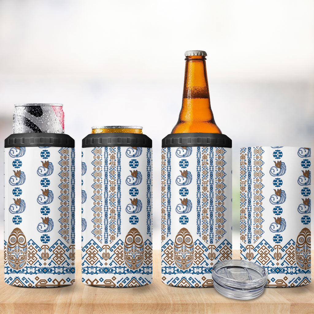 Papua New Guinea Bird Ethnic 4 in 1 Can Cooler Tumbler Papuan Batik Inspired Pattern