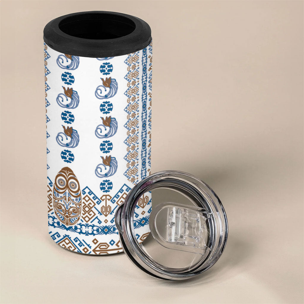 Papua New Guinea Bird Ethnic 4 in 1 Can Cooler Tumbler Papuan Batik Inspired Pattern