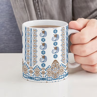 Papua New Guinea Bird Ethnic Ceramic Mug Papuan Batik Inspired Pattern