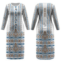 Personalised Papua New Guinea Bird Ethnic Couples Matching Long Sleeve Bodycon Dress and Hawaiian Shirt Papuan Batik Inspired Pattern