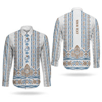Personalised Papua New Guinea Bird Ethnic Couples Matching Mermaid Dress and Long Sleeve Button Shirt Papuan Batik Inspired Pattern