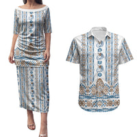 Personalised Papua New Guinea Bird Ethnic Couples Matching Puletasi and Hawaiian Shirt Papuan Batik Inspired Pattern