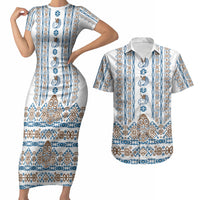 Personalised Papua New Guinea Bird Ethnic Couples Matching Short Sleeve Bodycon Dress and Hawaiian Shirt Papuan Batik Inspired Pattern