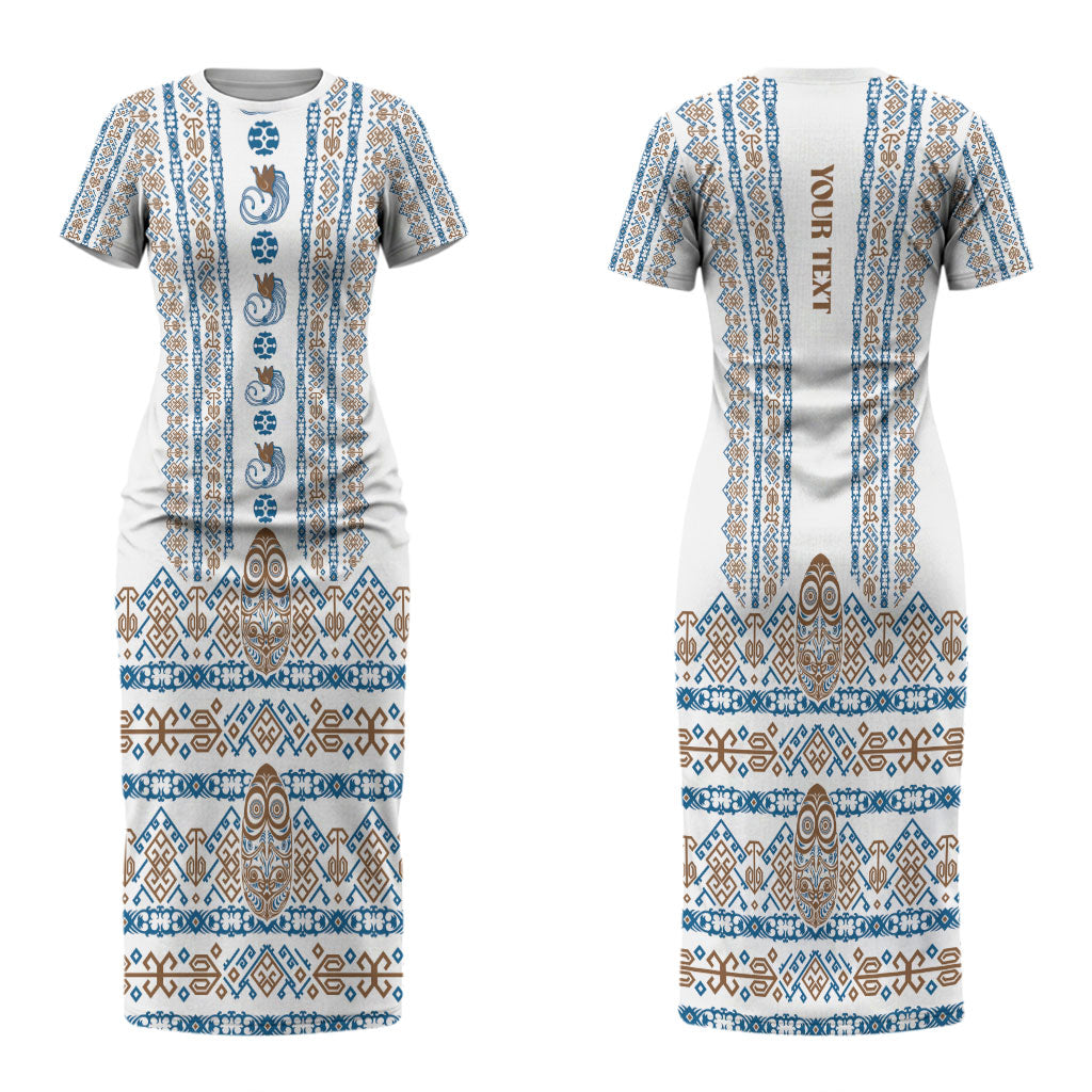 Personalised Papua New Guinea Bird Ethnic Couples Matching Short Sleeve Bodycon Dress and Long Sleeve Button Shirt Papuan Batik Inspired Pattern