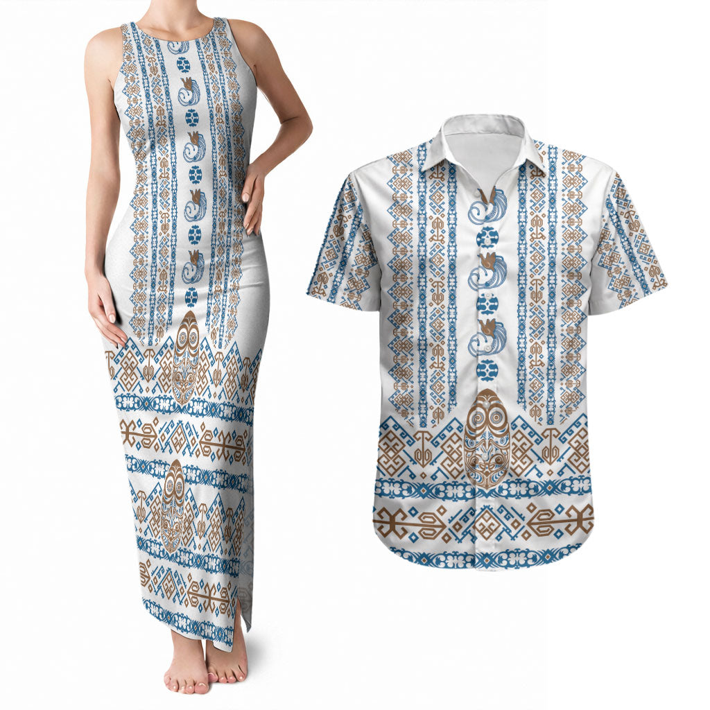 Personalised Papua New Guinea Bird Ethnic Couples Matching Tank Maxi Dress and Hawaiian Shirt Papuan Batik Inspired Pattern
