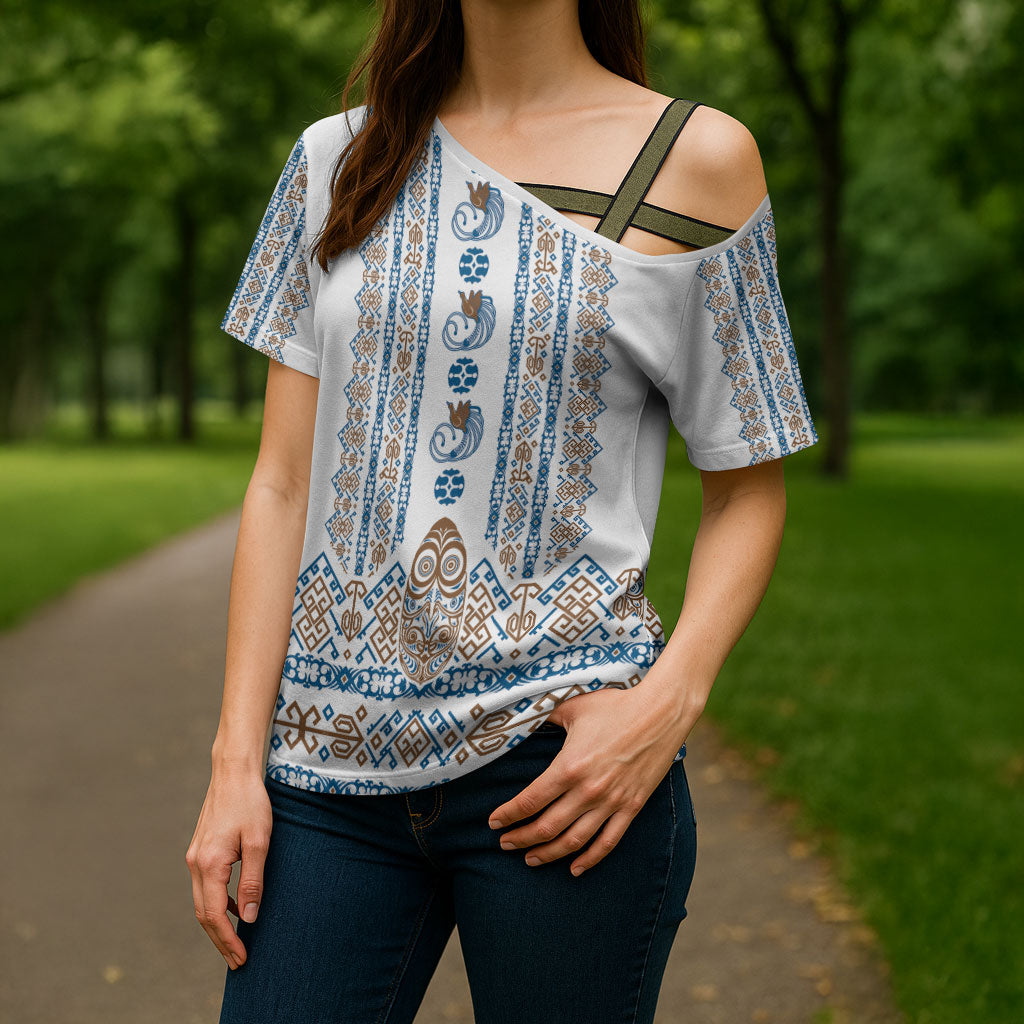 Personalised Papua New Guinea Bird Ethnic Cross Shoulder Shirt Papuan Batik Inspired Pattern