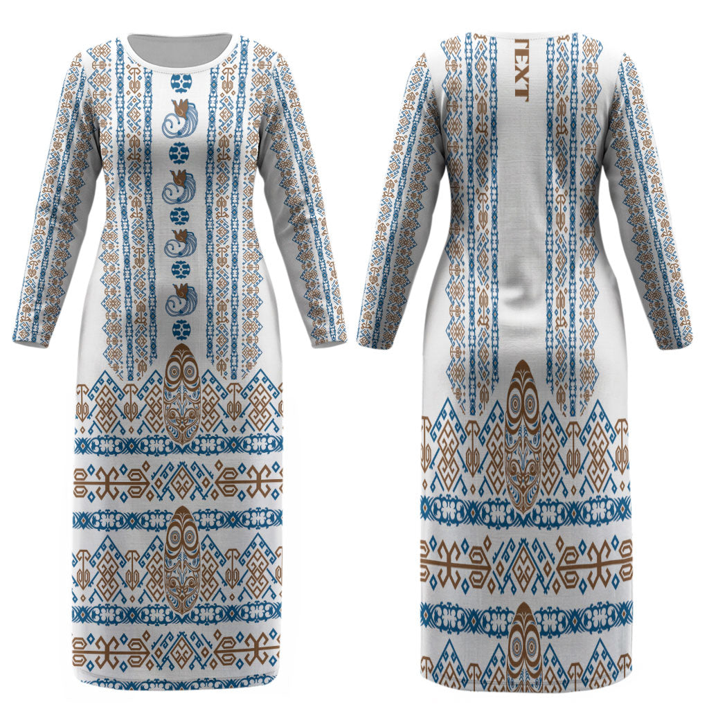 Personalised Papua New Guinea Bird Ethnic Family Matching Long Sleeve Bodycon Dress and Hawaiian Shirt Papuan Batik Inspired Pattern