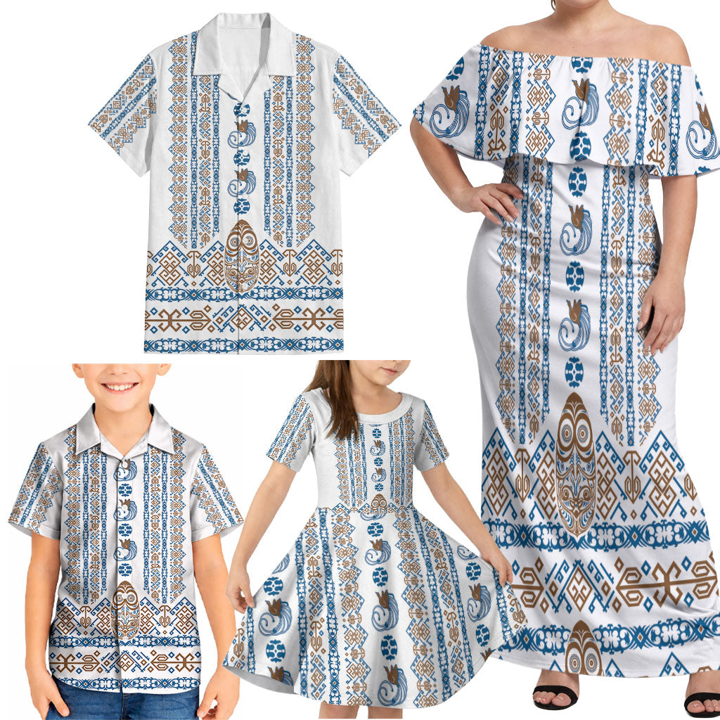 Personalised Papua New Guinea Bird Ethnic Family Matching Off Shoulder Maxi Dress and Hawaiian Shirt Papuan Batik Inspired Pattern LT9 - Polynesian Pride