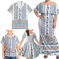 Personalised Papua New Guinea Bird Ethnic Family Matching Off Shoulder Maxi Dress and Hawaiian Shirt Papuan Batik Inspired Pattern