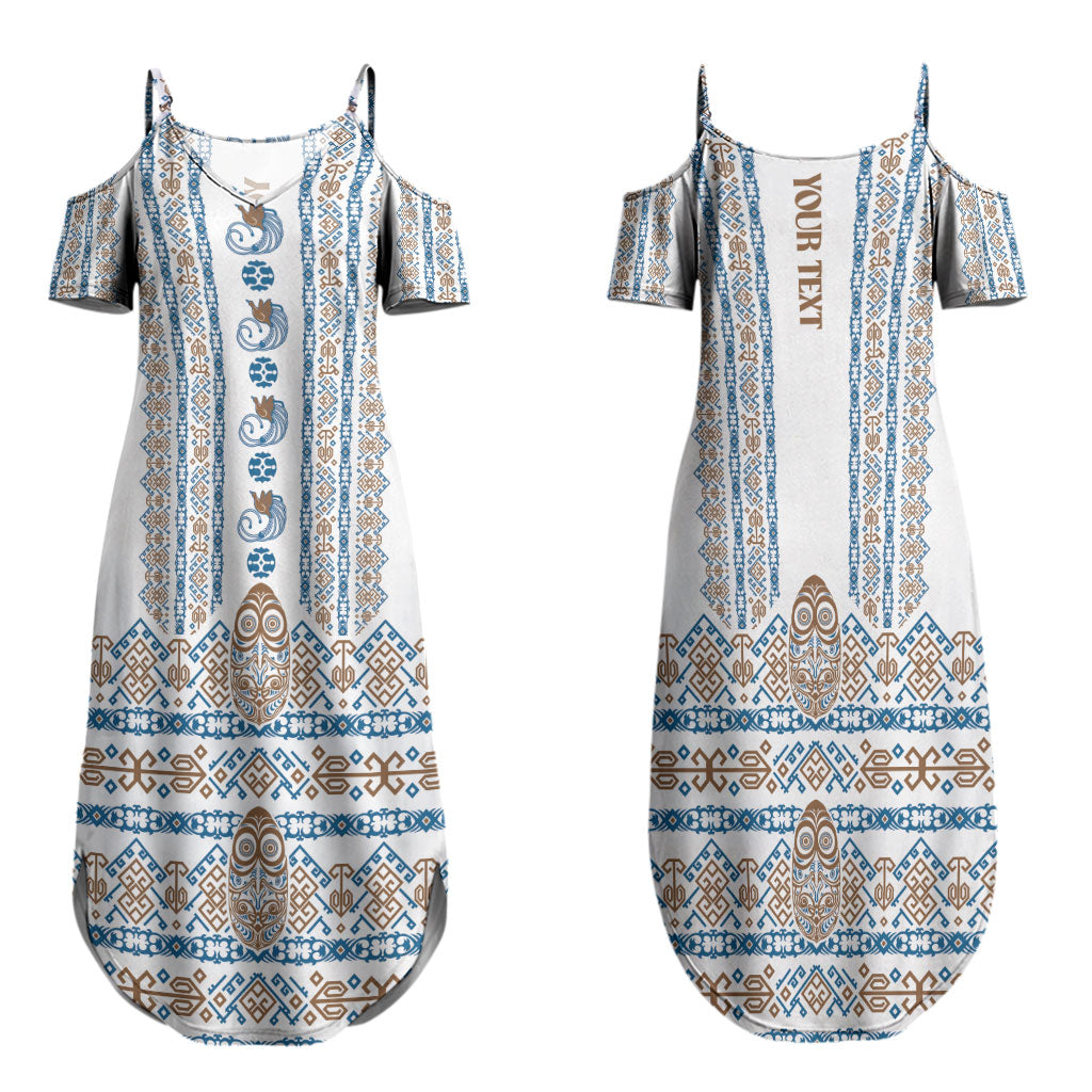 Personalised Papua New Guinea Bird Ethnic Family Matching Summer Maxi Dress and Hawaiian Shirt Papuan Batik Inspired Pattern