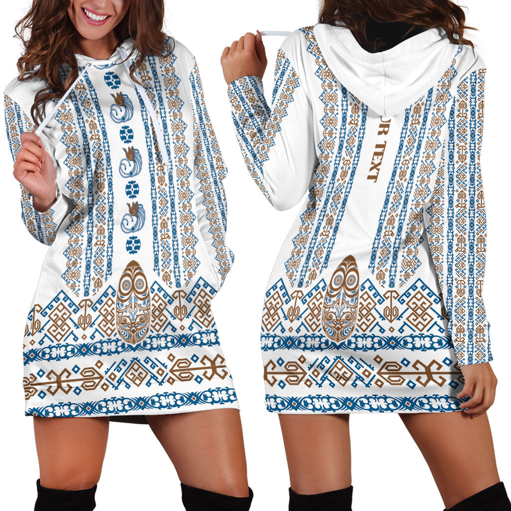 Personalised Papua New Guinea Bird Ethnic Hoodie Dress Papuan Batik Inspired Pattern