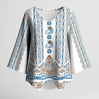 Personalised Papua New Guinea Bird Ethnic Kimono Sleeve Blouse Papuan Batik Inspired Pattern