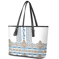 Papua New Guinea Bird Ethnic Leather Tote Bag Papuan Batik Inspired Pattern
