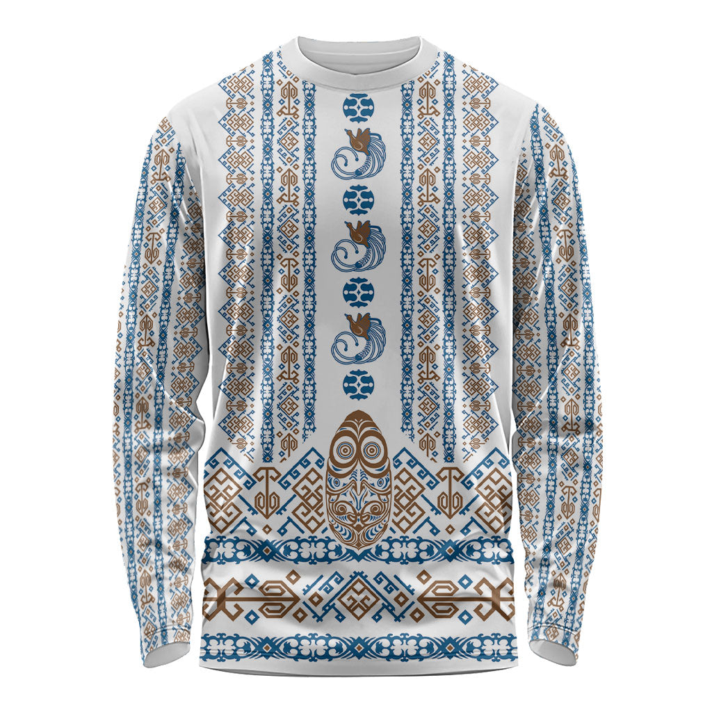 Personalised Papua New Guinea Bird Ethnic Long Sleeve Shirt Papuan Batik Inspired Pattern