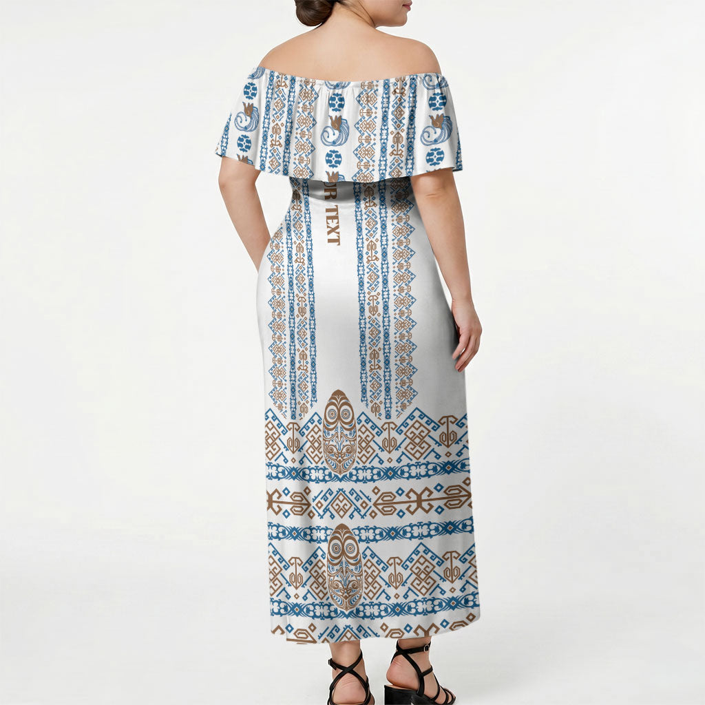 Personalised Papua New Guinea Bird Ethnic Off Shoulder Maxi Dress Papuan Batik Inspired Pattern