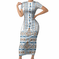 Personalised Papua New Guinea Bird Ethnic Short Sleeve Bodycon Dress Papuan Batik Inspired Pattern