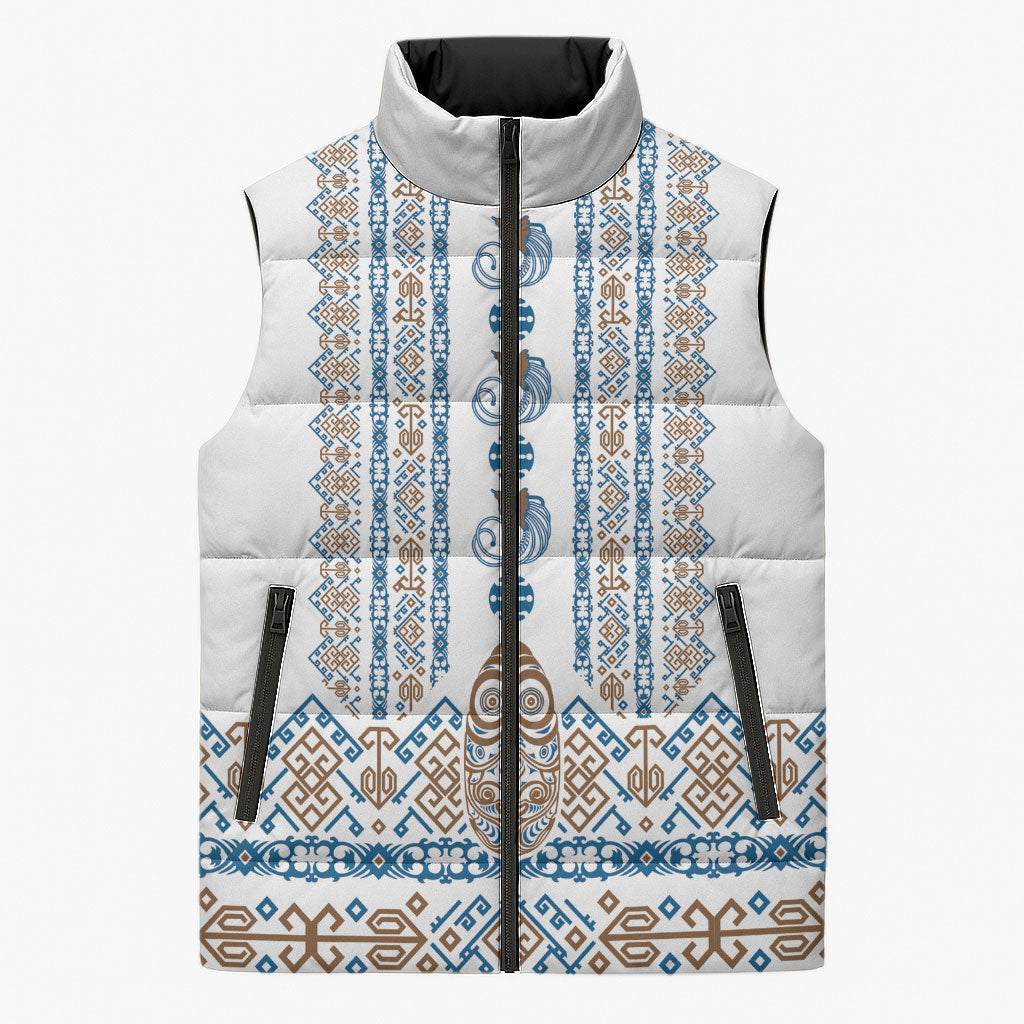 Personalised Papua New Guinea Bird Ethnic Sleeveless Puffer Jacket Papuan Batik Inspired Pattern