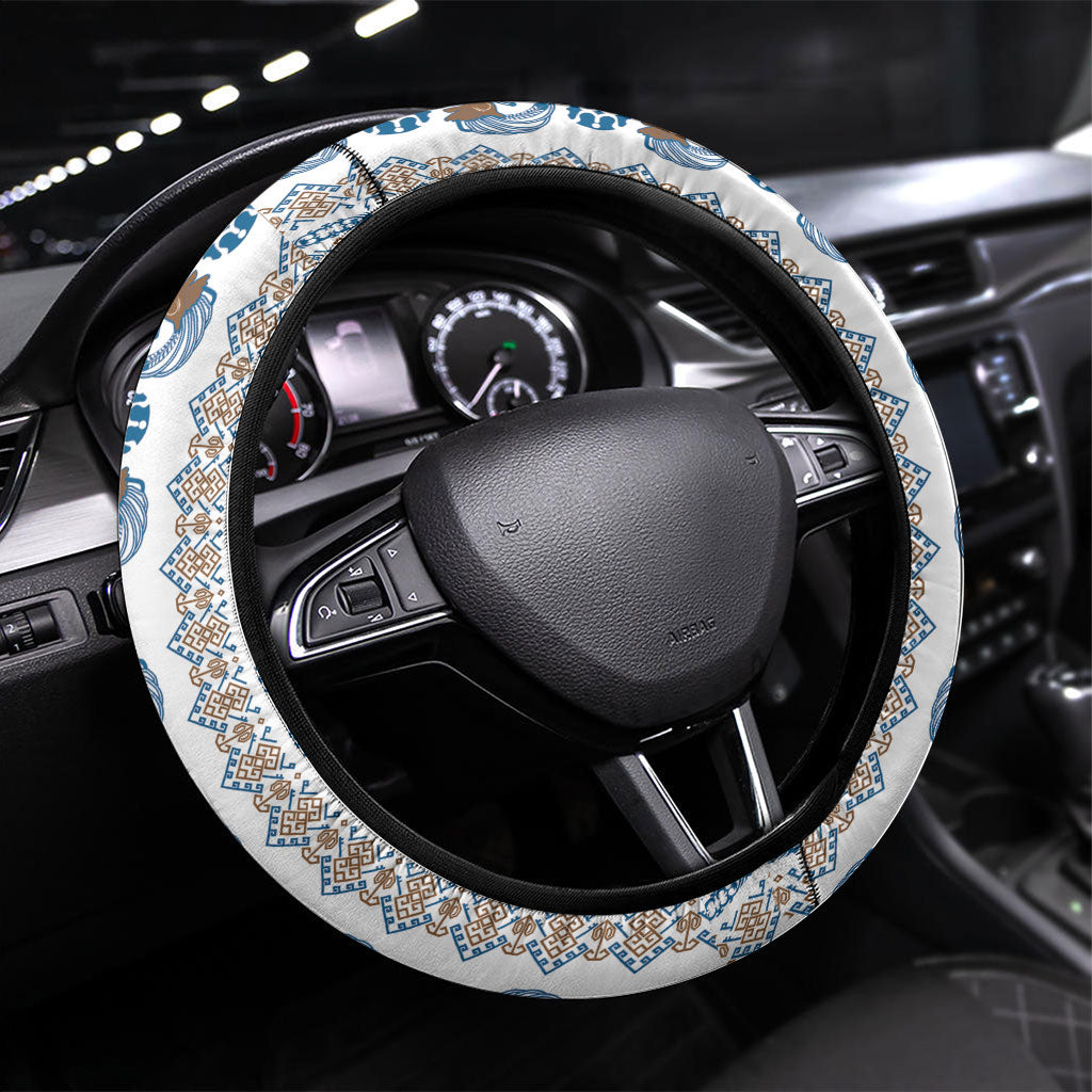 Papua New Guinea Bird Ethnic Steering Wheel Cover Papuan Batik Inspired Pattern