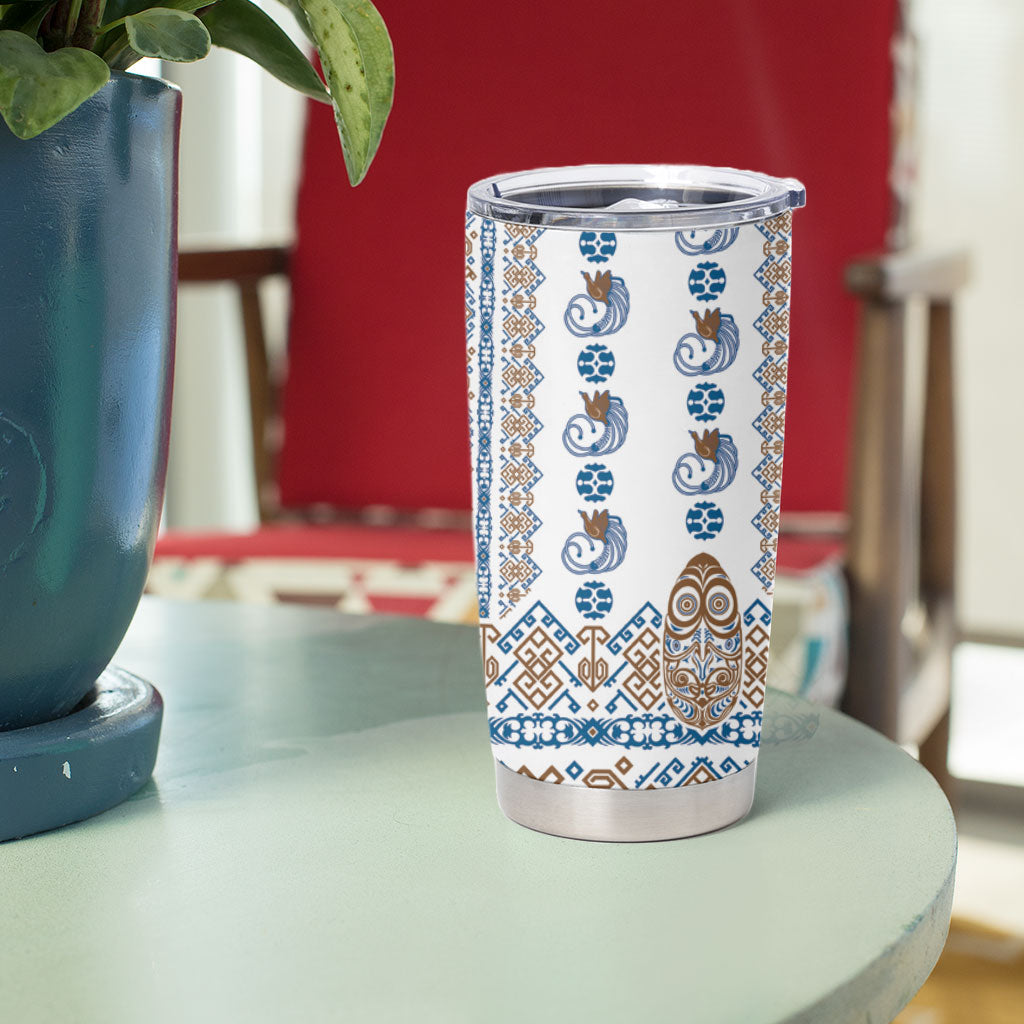 Papua New Guinea Bird Ethnic Tumbler Cup Papuan Batik Inspired Pattern