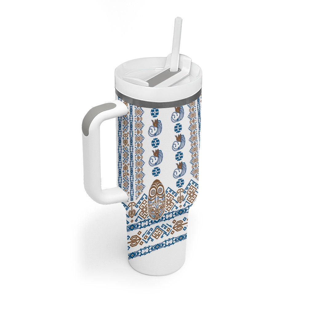Papua New Guinea Bird Ethnic Tumbler With Handle Papuan Batik Inspired Pattern