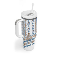 Papua New Guinea Bird Ethnic Tumbler With Handle Papuan Batik Inspired Pattern