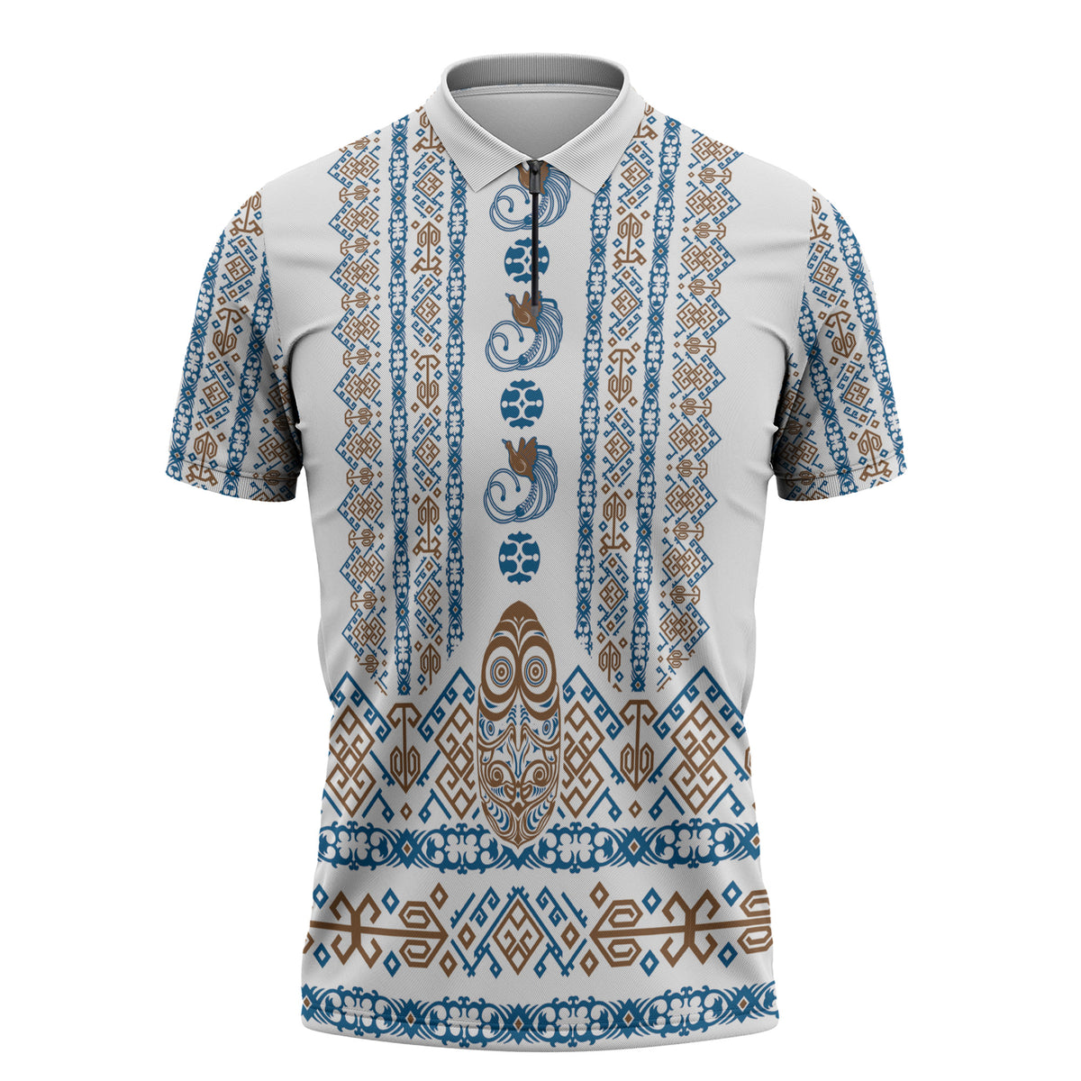 Personalised Papua New Guinea Bird Ethnic Zipper Polo Shirt Papuan Batik Inspired Pattern