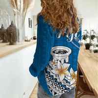 Bula Fiji Women Casual Shirt Kava Bowl Tapa Tribal LT9 - Polynesian Pride