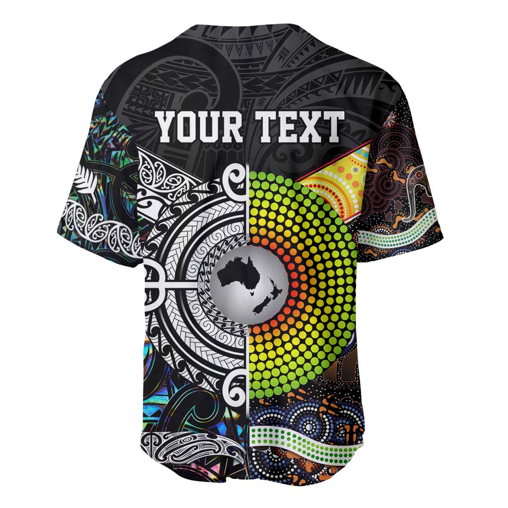 Personalised New Zealand and Australia Baseball Jersey Maori Mix Aboriginal Art Style LT9 - Polynesian Pride
