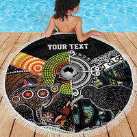 New Zealand and Australia Beach Blanket Maori Mix Aboriginal Art Style
