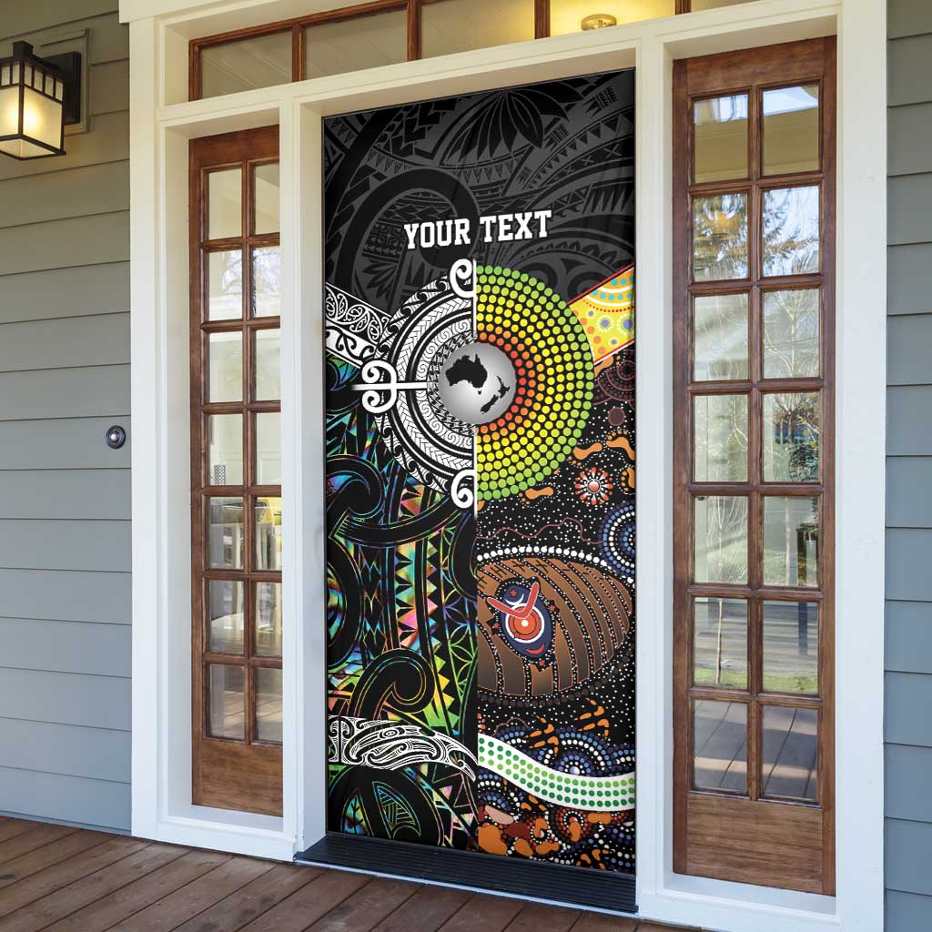 Australia New Zealand Personalised Door Cover Maori Aboriginal Art Style - Polynesian Pride