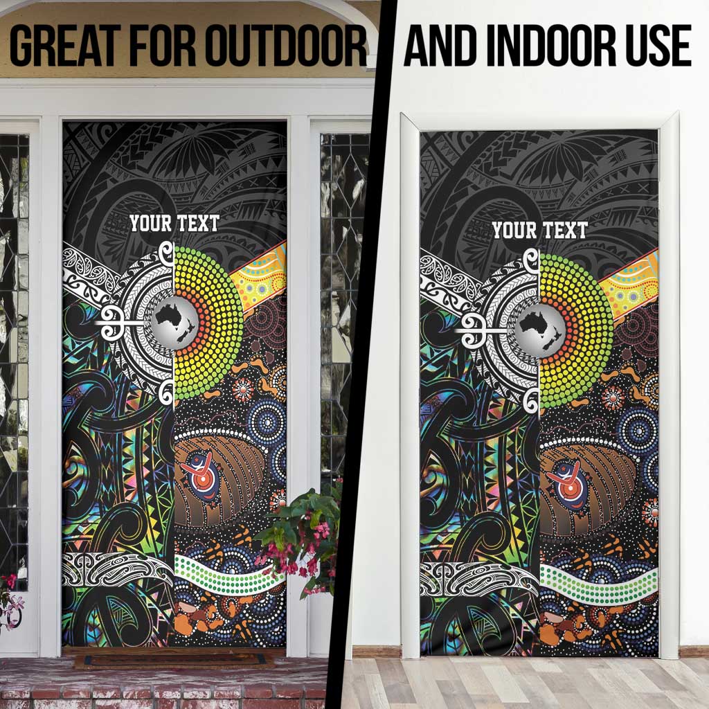 Australia New Zealand Personalised Door Cover Maori Aboriginal Art Style - Polynesian Pride