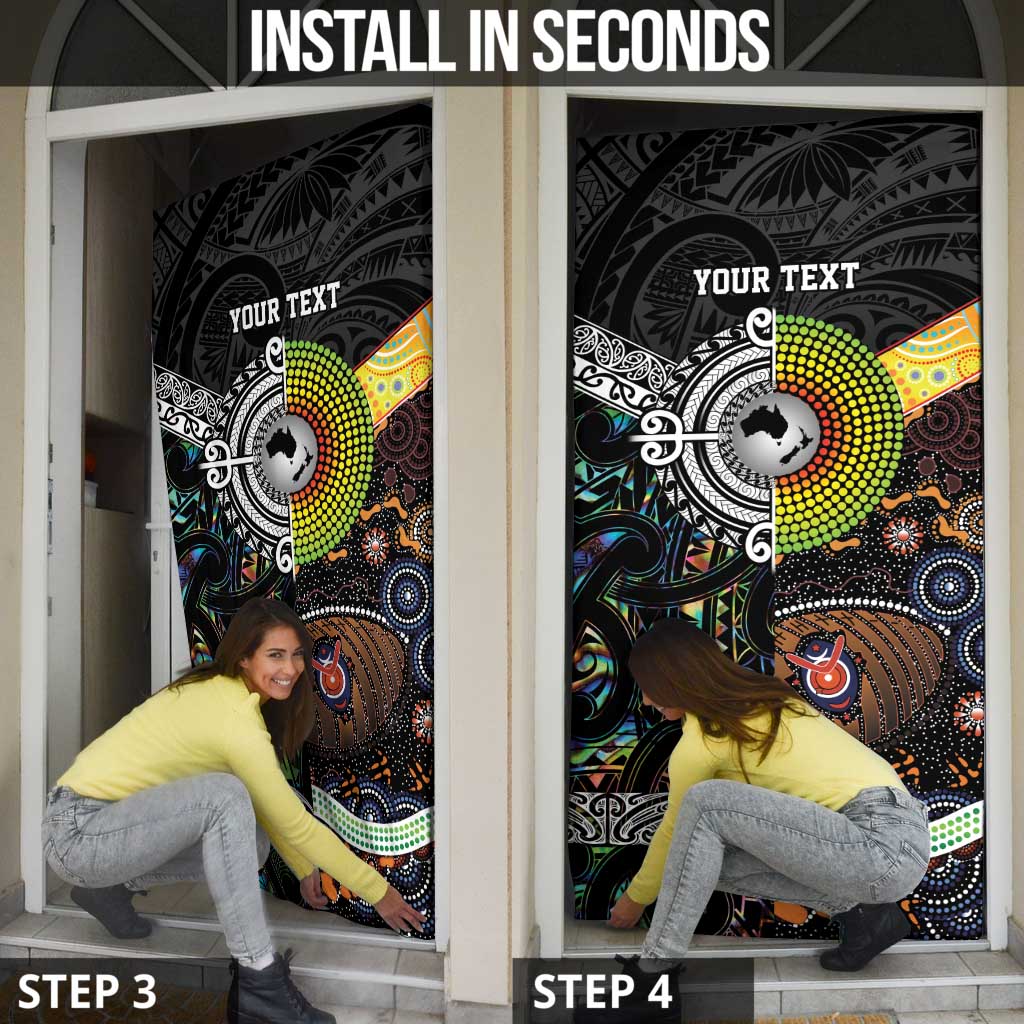 Australia New Zealand Personalised Door Cover Maori Aboriginal Art Style - Polynesian Pride