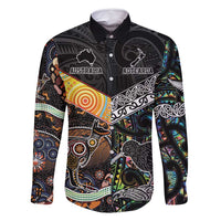 New Zealand and Australia Family Matching Long Sleeve Bodycon Dress and Hawaiian Shirt Maori Mix Aboriginal Art Style