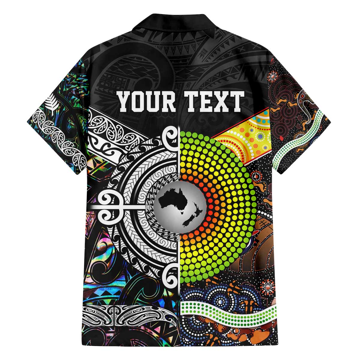 New Zealand and Australia Family Matching Off Shoulder Short Dress and Hawaiian Shirt Maori Mix Aboriginal Art Style