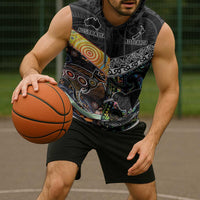 Australia New Zealand Personalised Sleeveless Hoodie Maori Aboriginal Art Style - Polynesian Pride