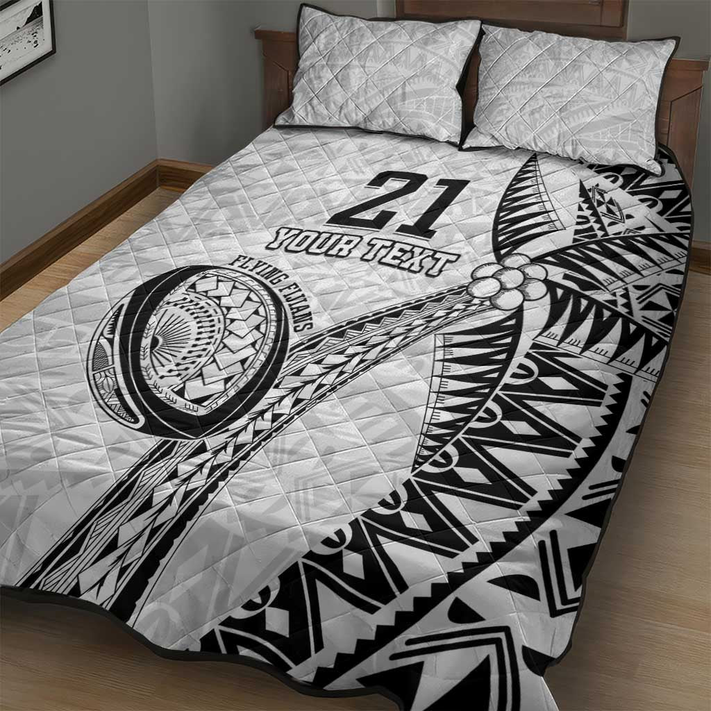 Custom Fiji Rugby Pacific Quilt Bed Set Polynesian Palm Tattoo