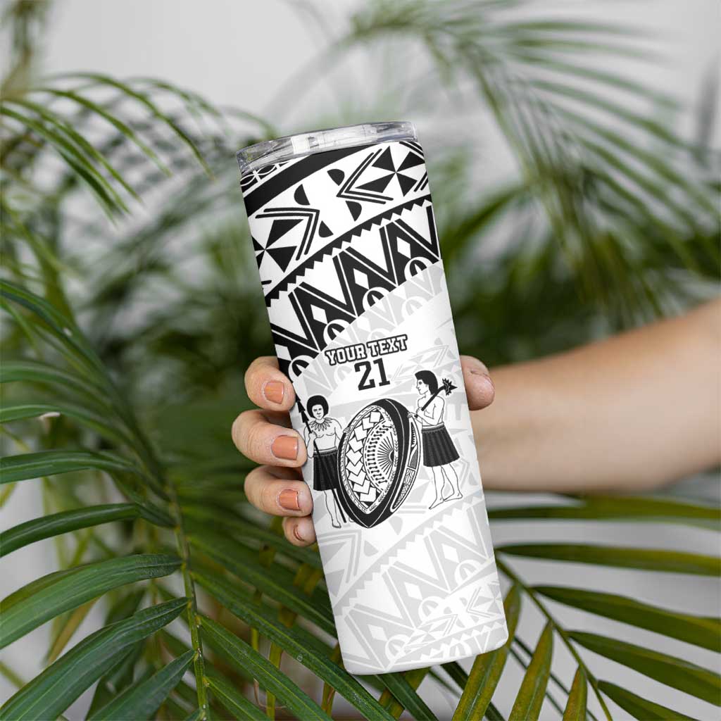 Custom Fiji Rugby Pacific Skinny Tumbler Polynesian Palm Tattoo LT9 - Polynesian Pride