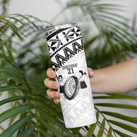 Custom Fiji Rugby Pacific Skinny Tumbler Polynesian Palm Tattoo LT9 - Polynesian Pride